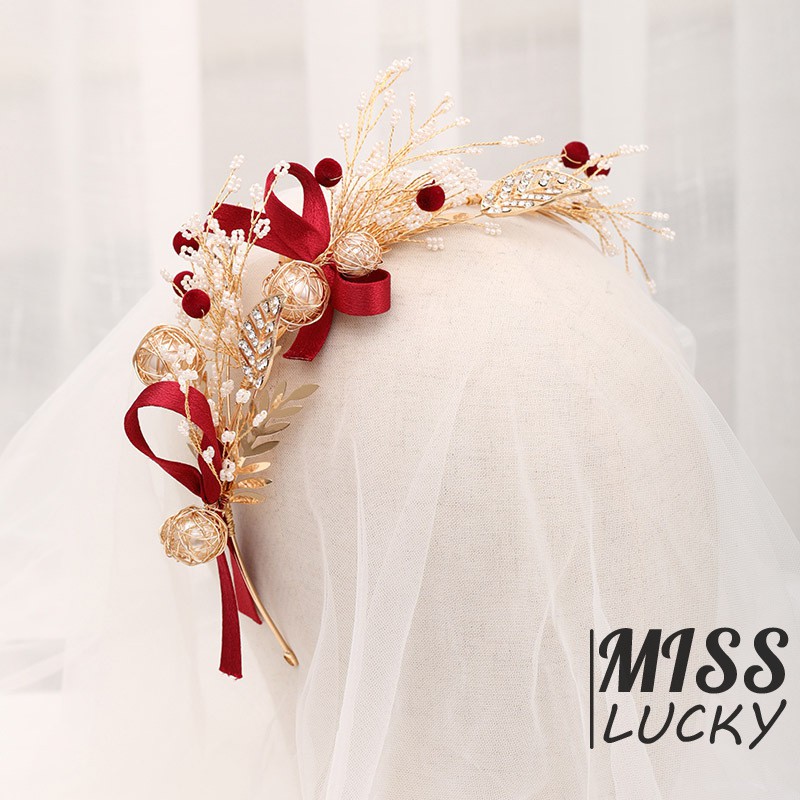 Băng đô cài tóc đính đá và ngọc trai giả thiết kế sang trọng làm đẹp cho nữ