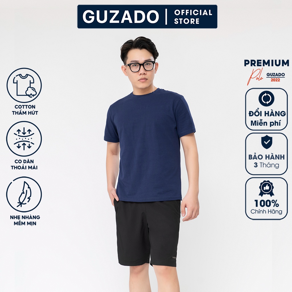 Bộ thể thao nam Guzado quần áo cotton thể thao thấm hút cực tốt,Phong Cách Trẻ Trung Năng Động BKC2201