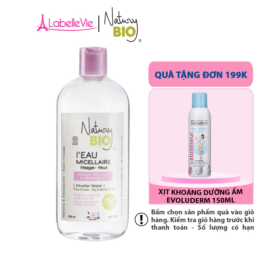 Nước tẩy trang hữu cơ làm sạch sâu Natury Bio 100% Organic 530ml