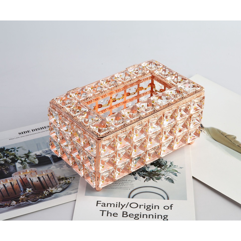 Hộp đựng giấy đính đá pha lê lấp lánh phong cách Bắc Âu sang trọng hàng có sẵn