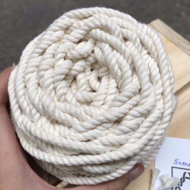 Dây thừng se cotton 5mm màu kem macrame