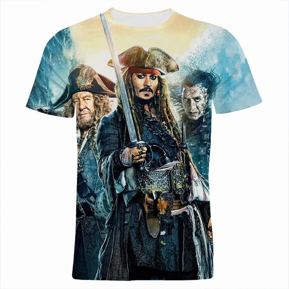 Áo Thun Tay Ngắn In Họa Tiết Hoạt Hình Pirates of the Caribbean 3D Thời Trang Đường Phố Mùa Hè Cho Nam Và Nữ