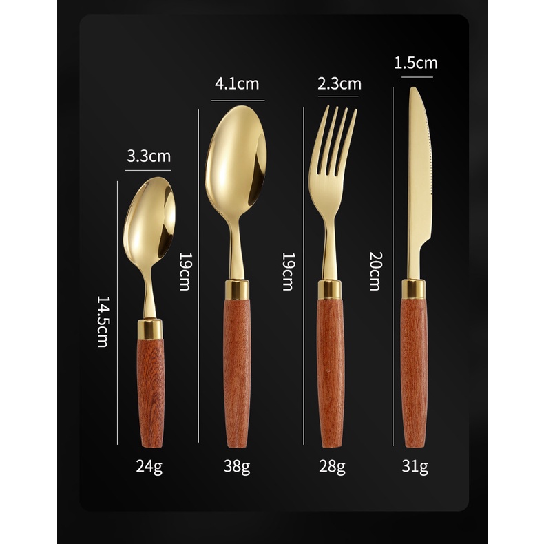 Bộ Muỗng Nĩa Bằng Thép Không Gỉ 304 Phong Cách Retro Nhật Bản