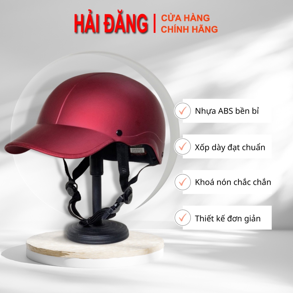 Mũ bảo hiểm nữa đầu lưỡi trai Napoli trơn N08 thời trang  - bảo hành 1 năm