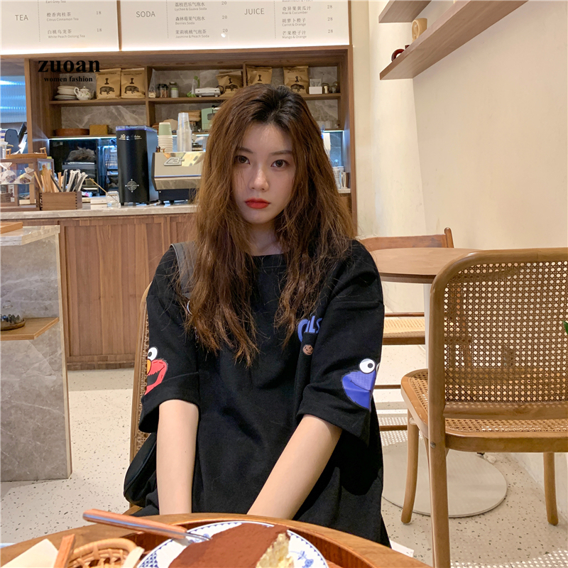 SUXI Áo Thun Nữ Ngắn Tay In Hình Hoạt Hình