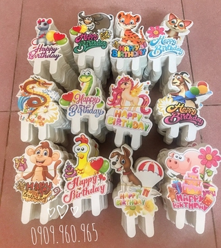 Topper trang trí sinh nhật 12 con giáp - Giấy cứng