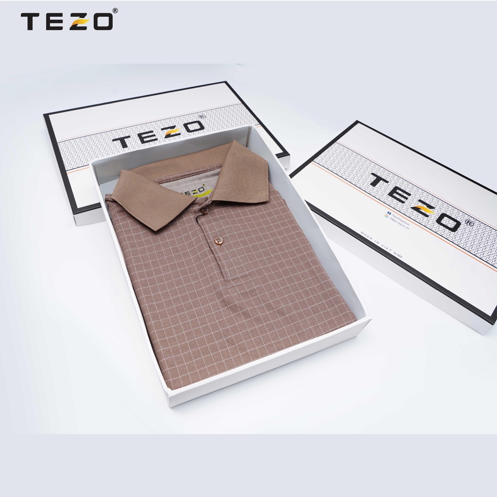 Áo polo nam hoạ tiết kẻ caro Tezo thoáng mát trẻ trung năng động 2203APKC01