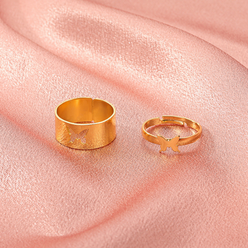 Set 2 Nhẫn Đeo Tay Kim Loại Phong Cách Retro Cho Nữ