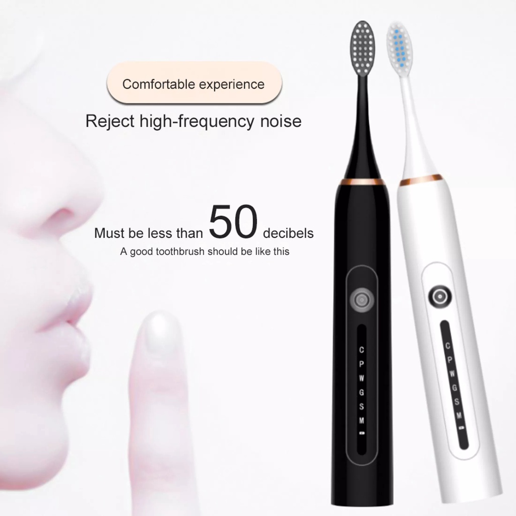 Bàn Chải Đánh Răng Tự Động Sonic X7 Siêu Âm 6 Chế Độ Kèm 4 Đầu Bàn Chải Thay Thế