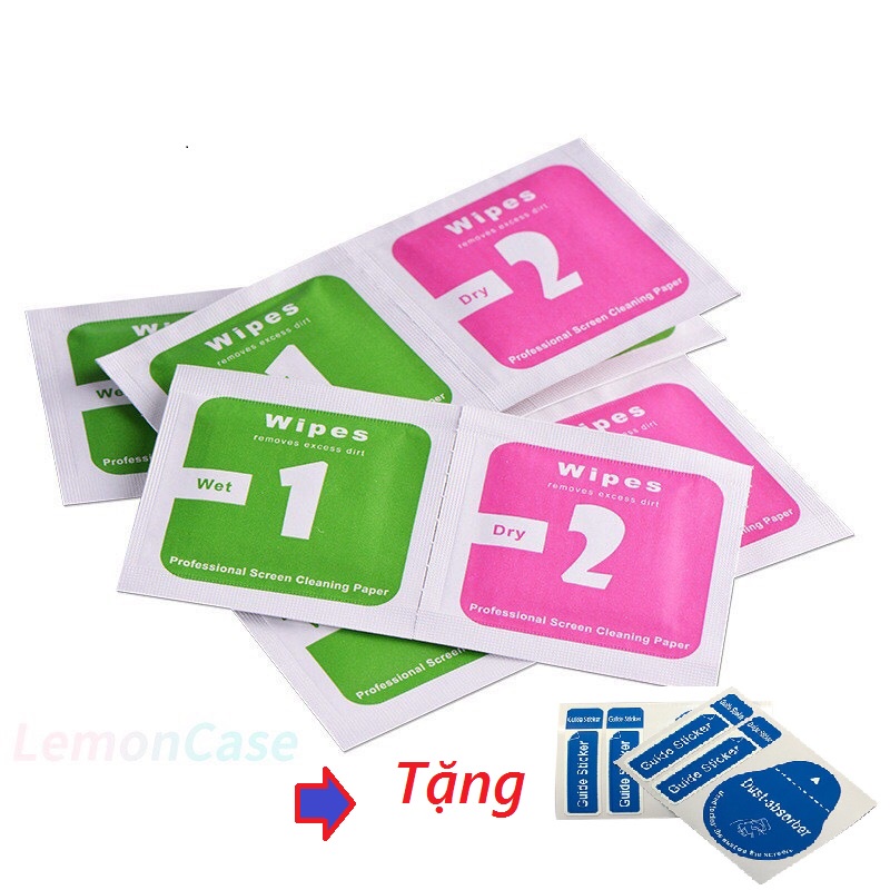 Giấy Lau Vệ Sinh Màn Hình Điện Thoại, Giấy LauBụi Dán Kính Cường Lực, 1 Bộ 2 Miếng Khô Và Ướt