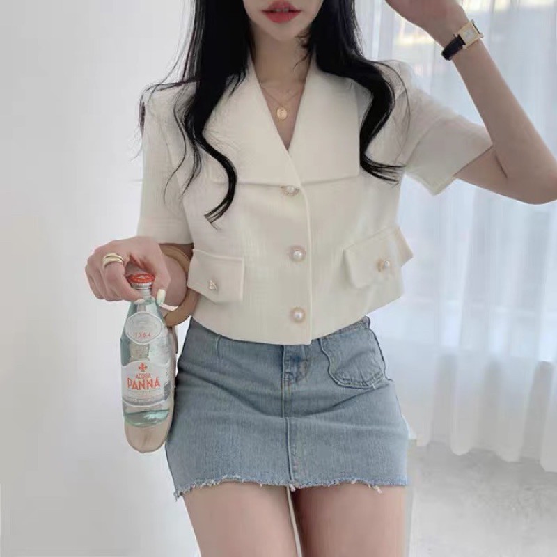 Áo Blazer Ngắn tay Nữ Phong cách Hàn Quốc Áo Blazer Lửng Nữ Kiểu dáng Cardigan Ulzzang Thời trang | BigBuy360 - bigbuy360.vn