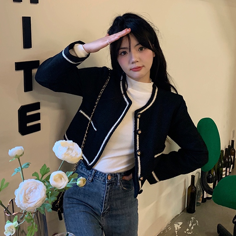 Áo Khoác Dạ Tweed Ngắn Thu Đông