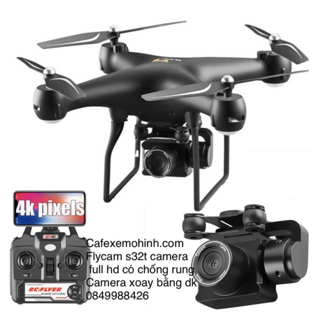 Flycam s32t camera xoay 1080p ,pin 2000mah bay 22p