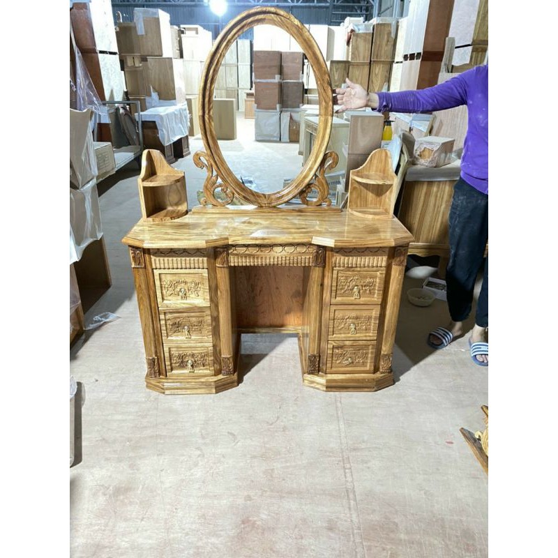 Bộ Bàn Trang Điểm Gỗ Hương Xám Phong Cách Hoàng Gia