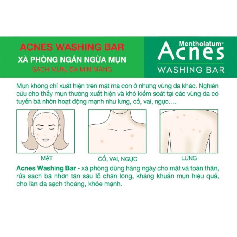 Cục xà bông ngừa mụn Acnes Washing Bar (75g) bánh xà phòng tắm hết mụn cho mặt và toàn thân cho cả nam, nữ