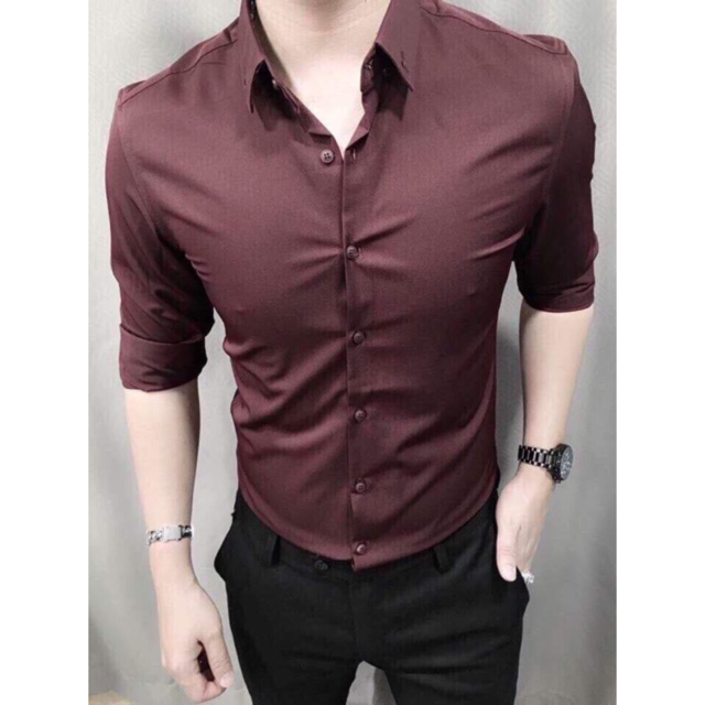 Áo sơmi lụa nam form chuẩn