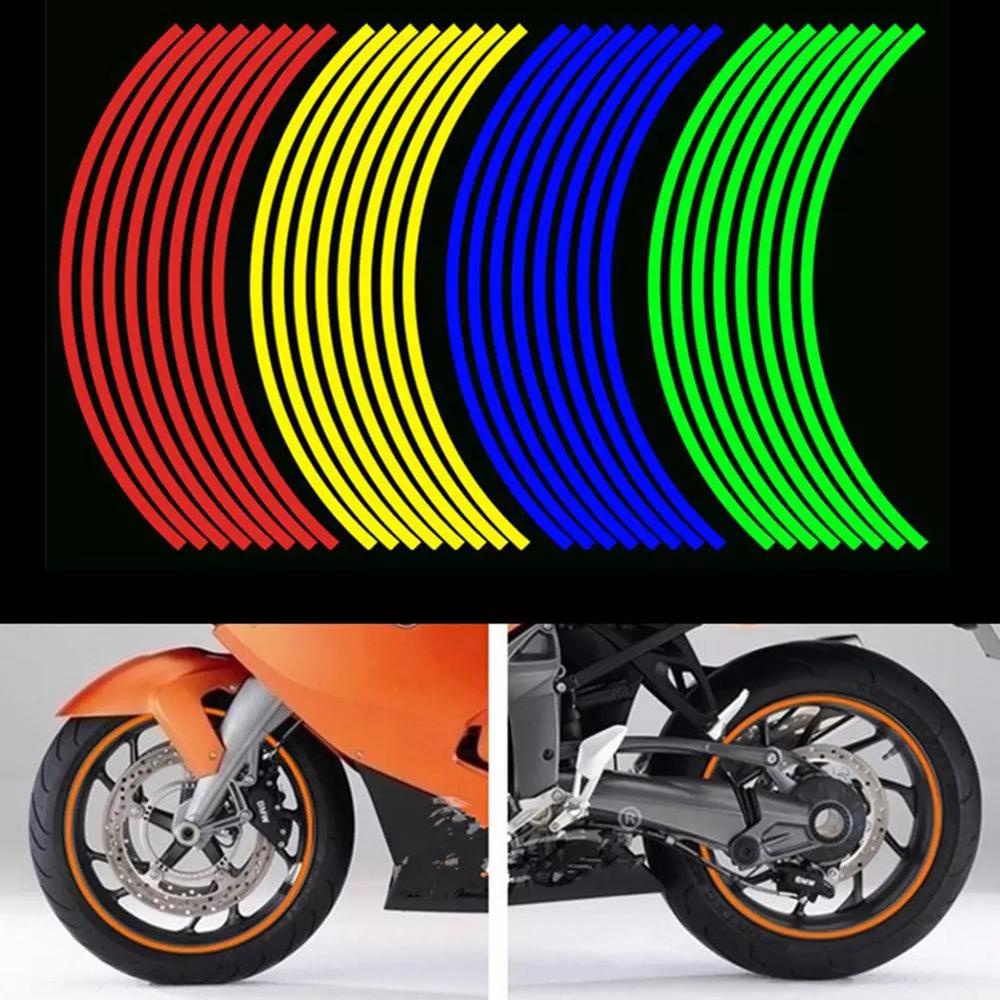Miếng Dán Viền Bánh Xe Mô Tô Kawasaki Honda 17 &quot;18&quot; Phản Quang