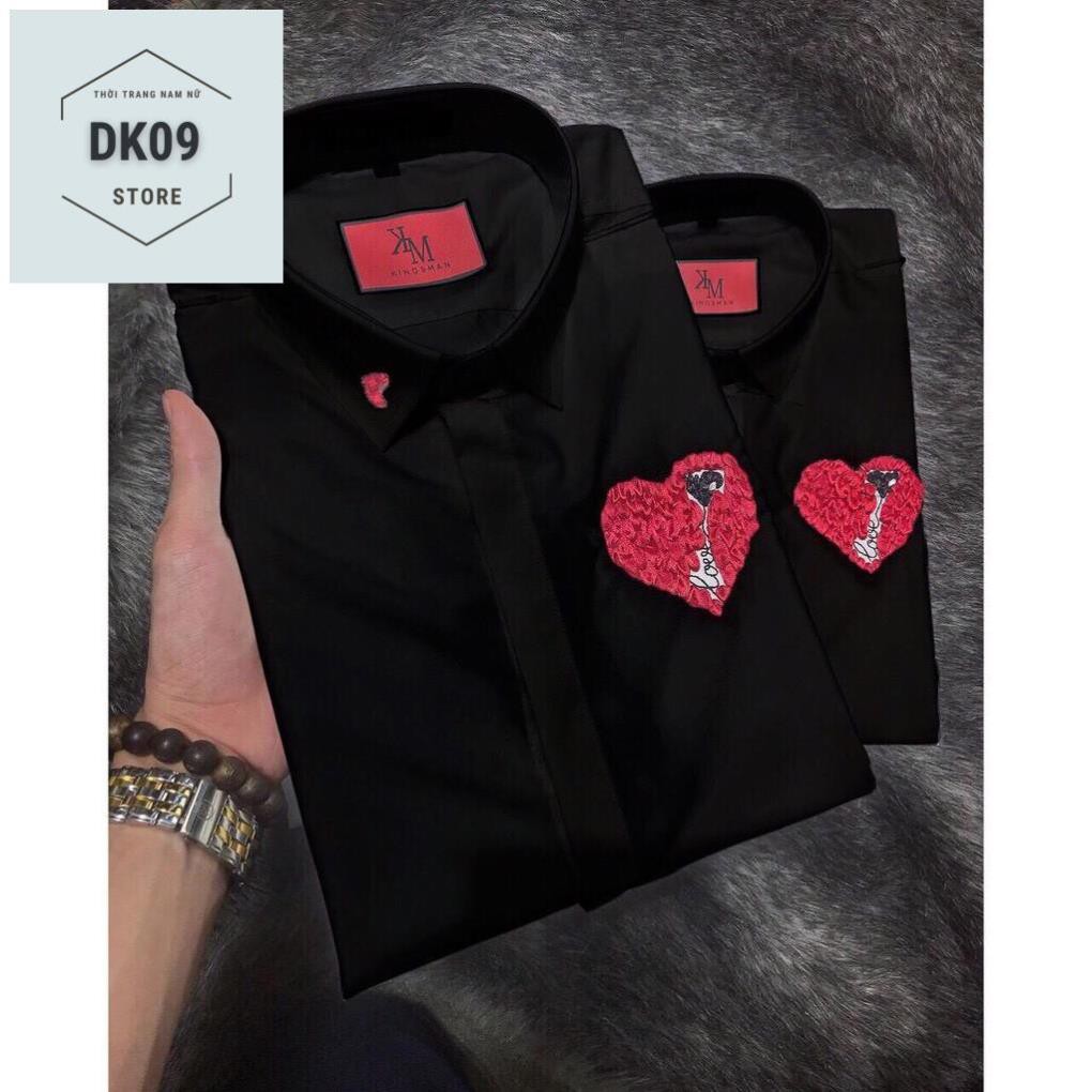 Áo Sơ Mi Dài Tay Cặp Đôi Nam- Nữ Thêu Trái Tim | BigBuy360 - bigbuy360.vn