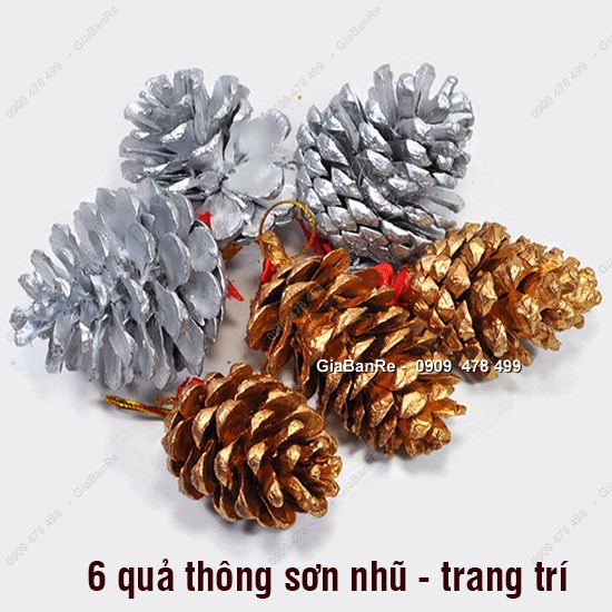 COMBO 6 QUẢ THÔNG SƠN NHŨ TRANG TRÍ NGÀY NOEL - 4712