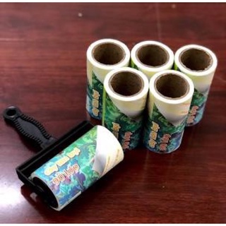 Combo 1 cây lăn bụi quần áo 90 lớp + 5 lõi 90 lớp