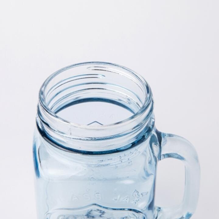 Cốc Thủy Tinh ARTBOX Hàn Quốc Mason Jar Có Ống Hút Màu Xanh Dương Navy