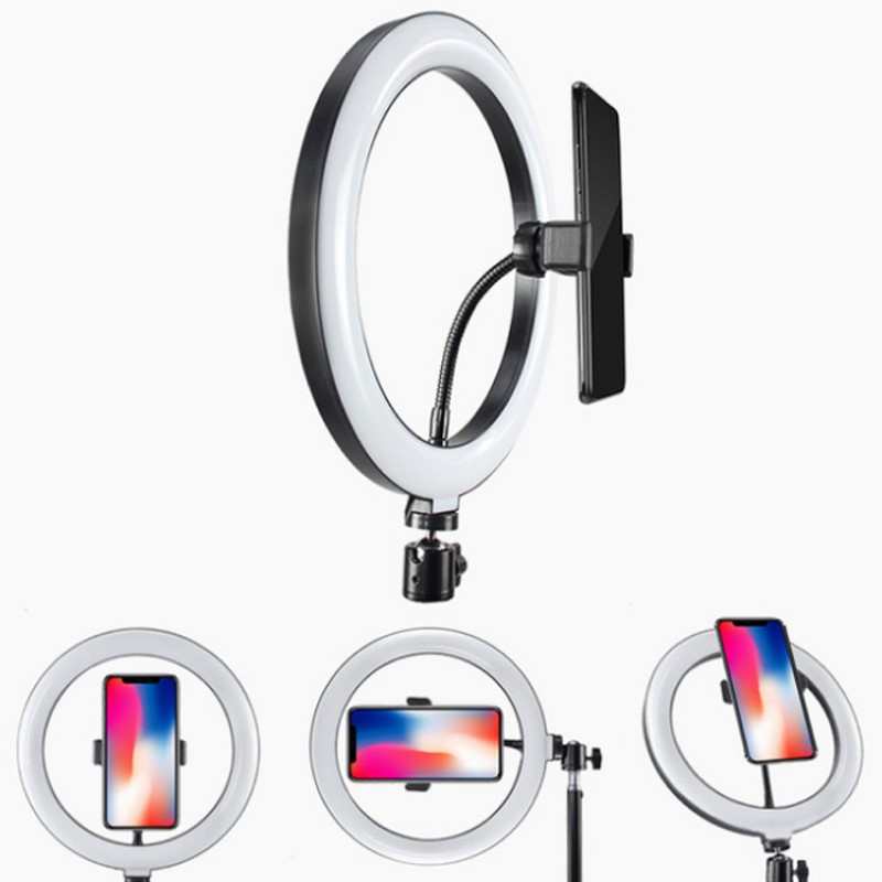 Tripod + Đèn led Livestream đường kính 33cm, phụ kiện hỗ trợ quay video,.. tặng remote chụp ảnh và chân 2m