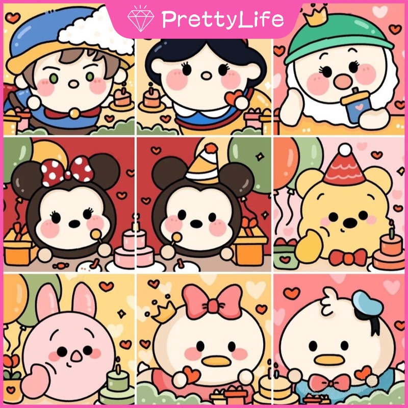 Bộ Tranh Đính Đá 5D Họa Tiết Hoạt Hình Disney Độc Đáo Kích Thước 30x30cm Dùng Trang Trí Nhà Cửa