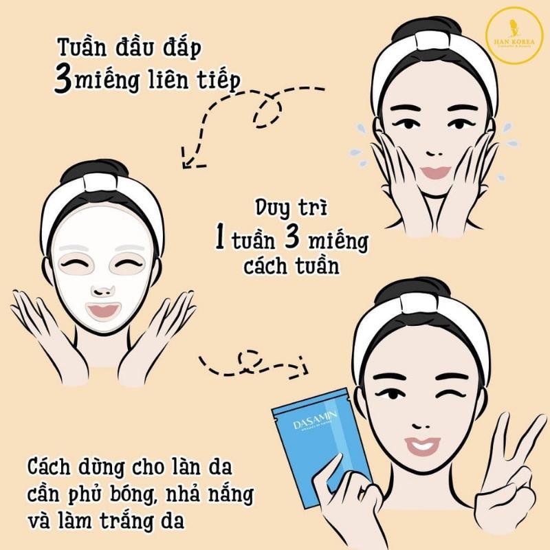 Mặt nạ Dasamin, dưỡng trắng, cấp ẩm, trẻ hóa da Hân Korea