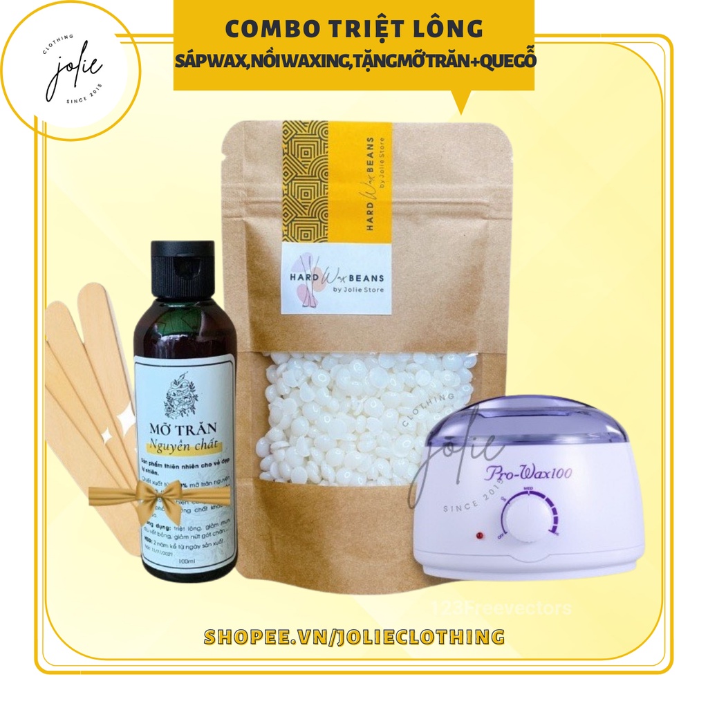 Combo triệt lông sáp wax nóng wax lông, nồi nấu sáp pro wax 100 tặng kèm mỡ trăn nguyên chất