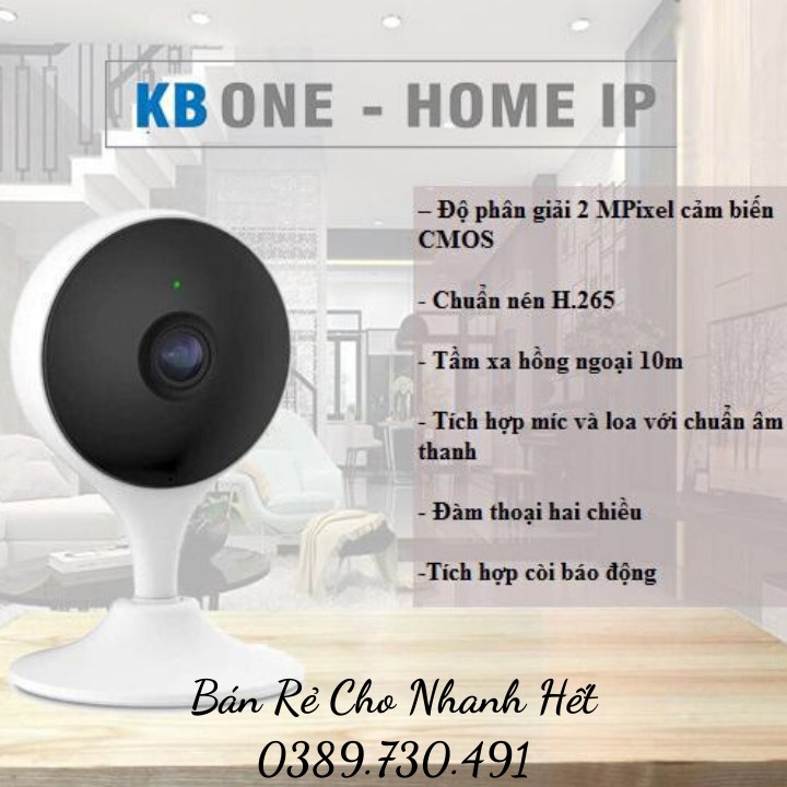 Camera ip wifi trong nhà 2.0Mp KBOne KN-H21W-D đàm thoại 2 chiều, tích hợp còi báo động, chuẩn nén H.264