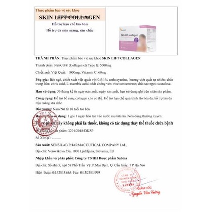 Skinlift Collagen bổ sung Colagen cho cơ thể. Hỗ trợ làm chậm quá trình lão hóa da, cho làn da mịn màng .Hàng chính hãng
