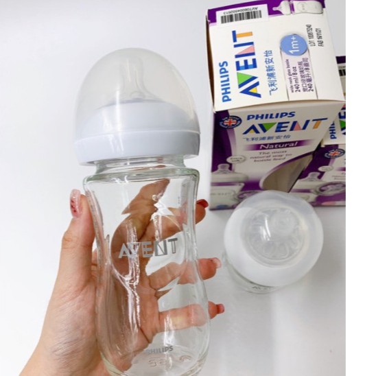 Bình sữa thủy tinh Avent cổ rộng 120-240ml