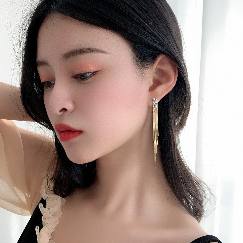 Bông tai mạ bạc dáng dài phong cách Hàn Quốc 2023