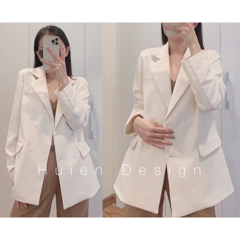 Áo blazer Hàn Quốc hàng thiết kế 2 lớp tỉ mỉ, có cơi ngực, nắp túi, lớp lót bằng vải habutai, độn vai và khuy tay | BigBuy360 - bigbuy360.vn