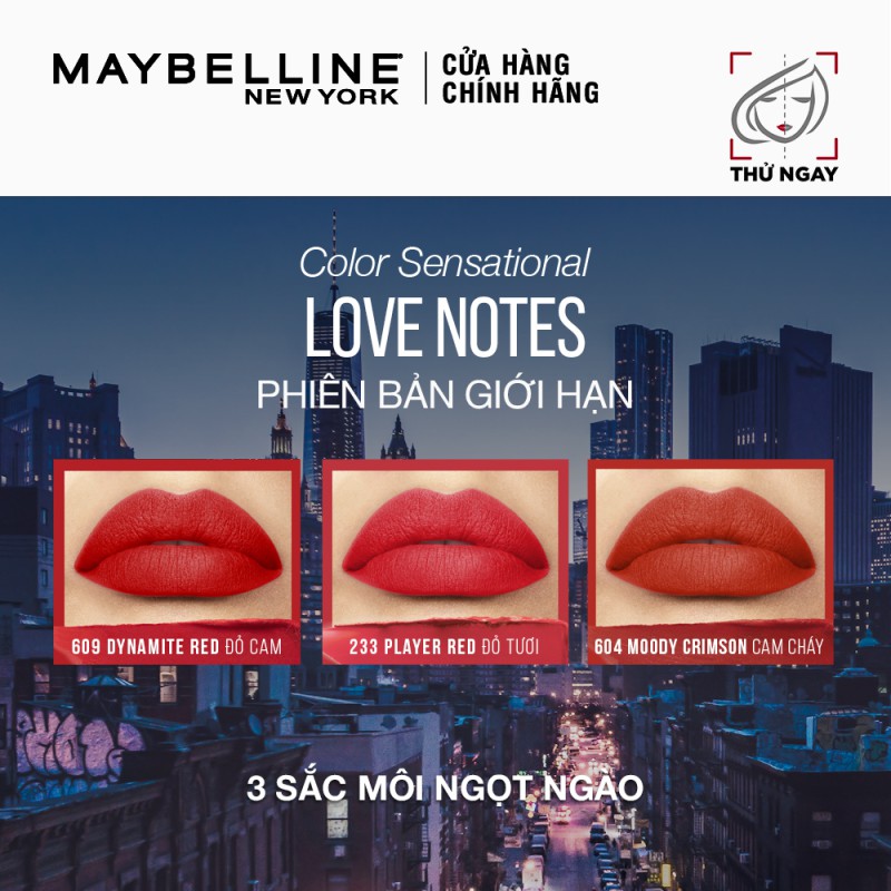 Son Lì Mịn Môi Dưỡng Môi Maybelline New York Love Notes Phiên Bản Giới Hạn Color Sensational Lipstick 3.9g | BigBuy360 - bigbuy360.vn