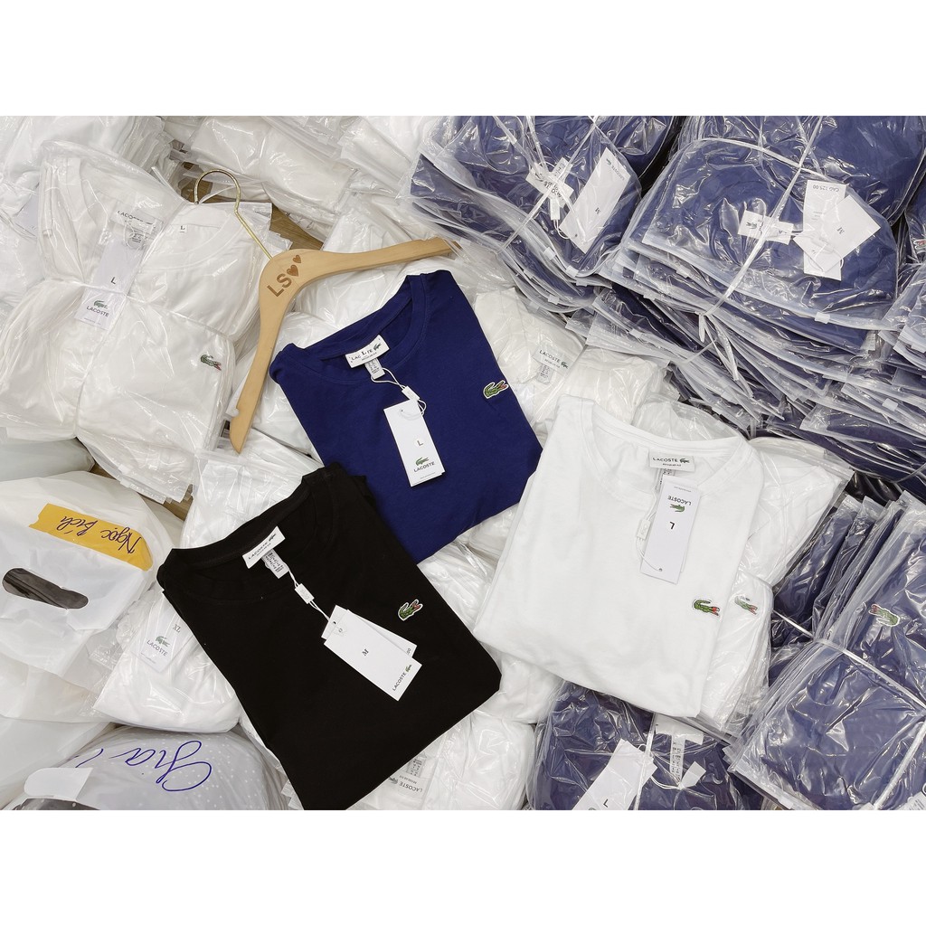 Áo Thun Nam Nữ Cổ Tròn Tay Lỡ Phông Unisex Lacoste Vải Cotton Cao Cấp vnxk