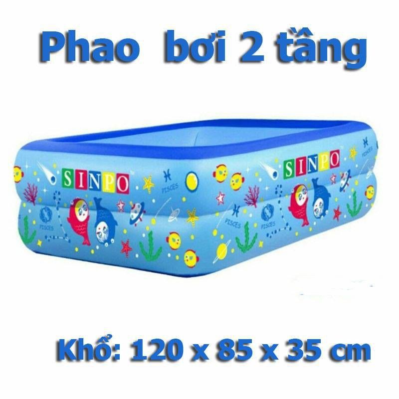 [ FREESHIP 50K &amp; KÈM ẢNH THẬT] Bể Bơi, Phao Bơi Cho Bé 2 Tầng, Có Đáy 2 Lớp Chống Trượt Kích Cỡ 1m2, Có Kèm Bơm Điện