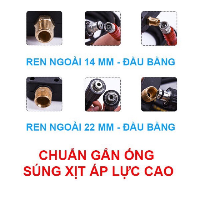 Ống Dây Lắp Máy Xịt Rửa Xe Ren 22mm Loại 10M - 15M - 20M