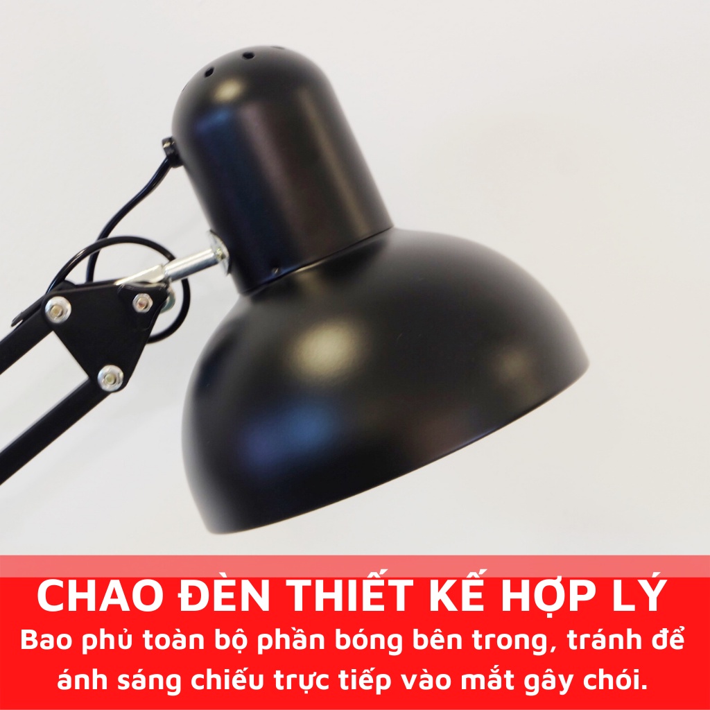 Đèn bàn học Luxo loại chao to không gây chói mắt, kim loại, cơ động xoay gập mọi hướng