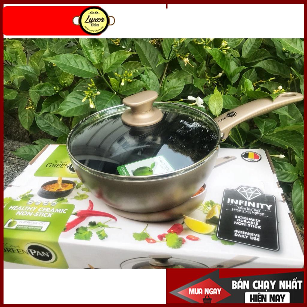 [Giảm 70k ship][Hỗ trợ giao hoả tốc] Chảo lòng sâu phủ tinh thể kim cương cao cấp GreenPan Cam. Bronze 20 cm -24 cm - 28