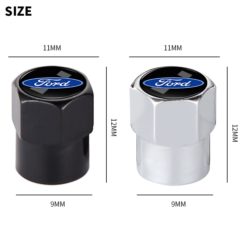 Bộ 4 Nắp Van Bánh Xe Hơi Bằng Nhôm Hình Lục Giác Cho Ford Kuga Fiesta Focus Mondeo Mk1 Mk2 Mk3 St