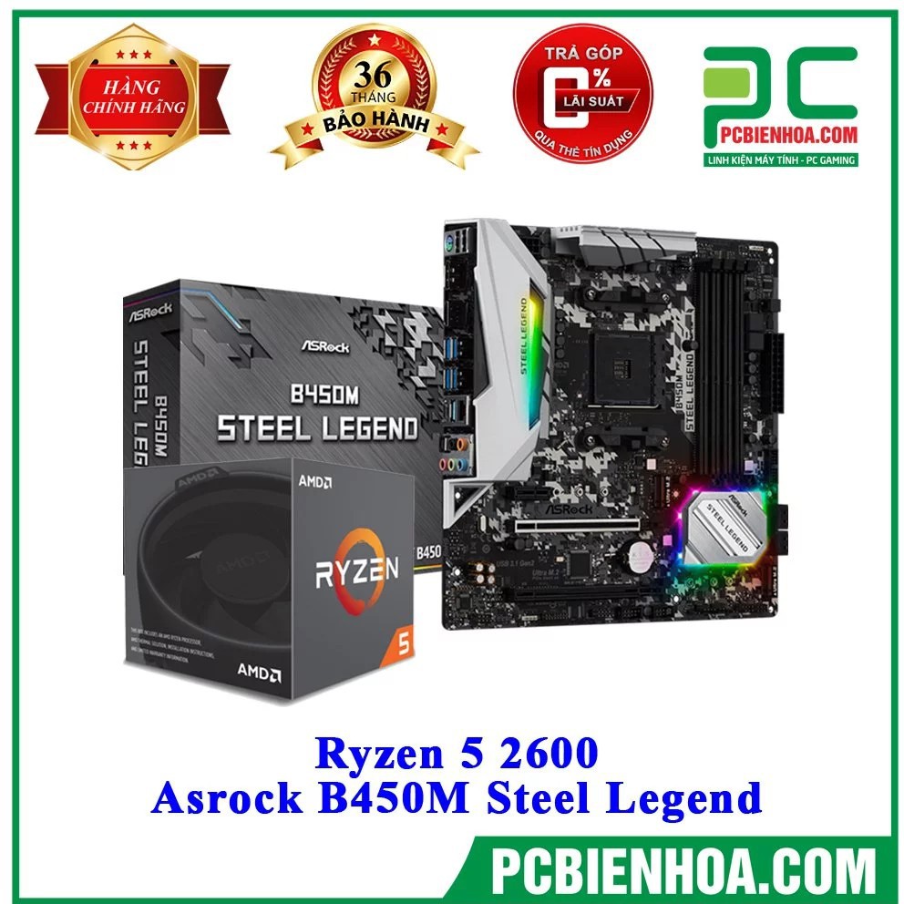 Combo RYZEN 5 2600 + ASROCK B450M STEEL LEGEND 95