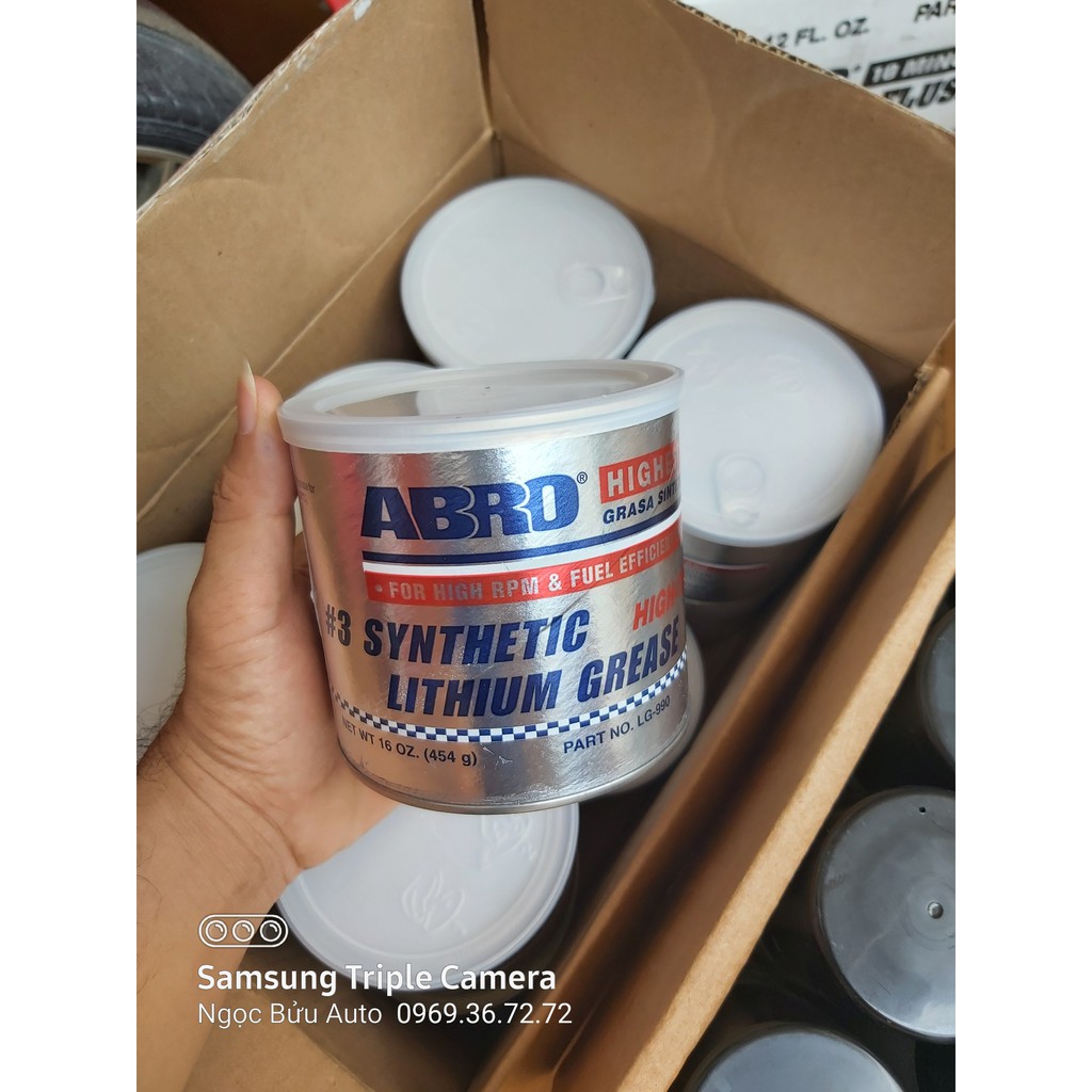 Mỡ Bò Chịu Nhiệt Xanh Đen Abro Synthetic Lithium Grease USA 454g