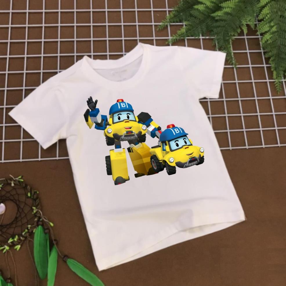 Áo Thun In Hình Robocar Poli Và Những Người Bạn Cứu Hỏa Cứu Thương Dành Cho Bé Trai Bé Gái