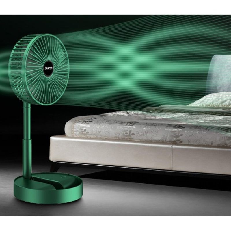 Quạt Sạc Tích Điện Để Bàn Gấp Gọn Super mini Xanh Rêu
