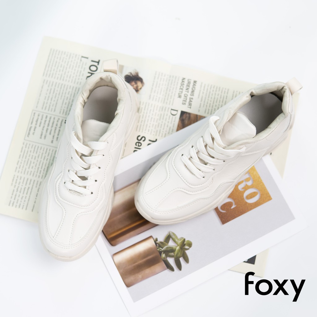 Giày Thể Thao Sneaker Nữ FOXY Màu Be Tăng Chiều Cao 3cm - FOX020