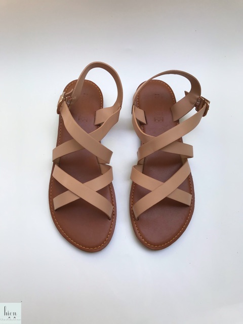 Giày sandal bệt quai chéo da lỳ next đế kép đúc vnxk