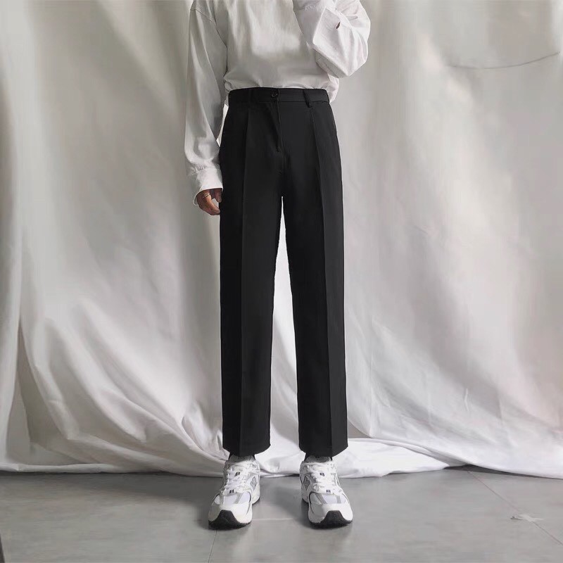 Quần Tây Nam Dáng Baggy Suông Màu Đen Basic Chất Vải Cotton Mát BC075 ( TẶNG KÈM XÍCH) | BigBuy360 - bigbuy360.vn