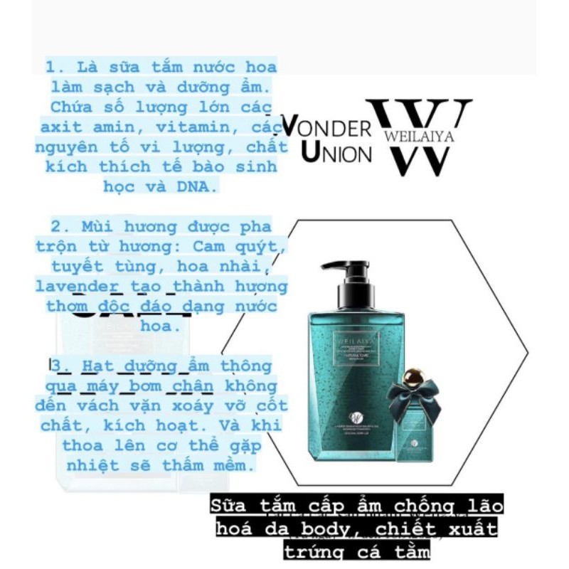 Sữa Tắm Trắng Da Weilaiya Fragrance Nice Hồng, Gel tắm WEILAIYA  Trứng cá tằm Caviar chai to 312ml [CHÍNH HÃNG]
