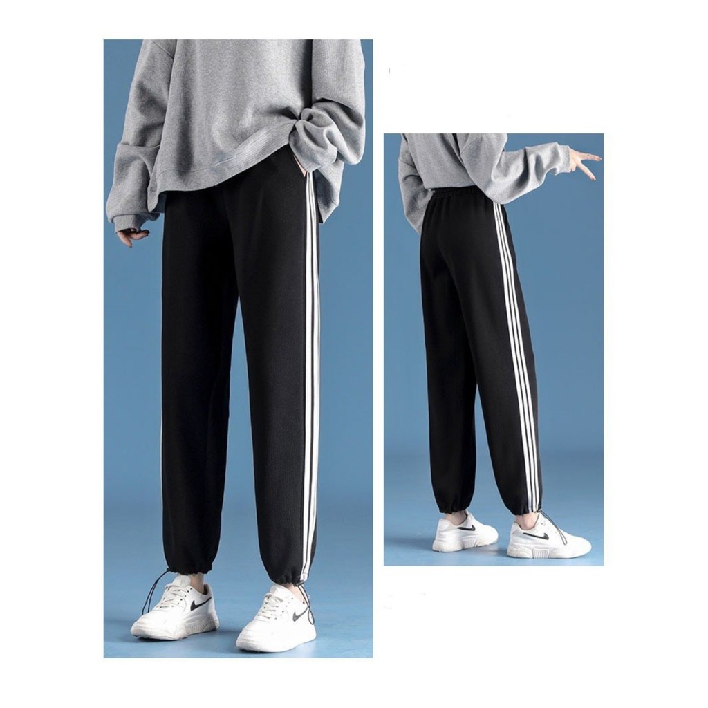 Quần Jogger Nam Nữ 3 Sọc ⚡️ GIÁ SẬP SÀN ⚡️ Chất Đẹp Form Ống Rộng Để Suông Hoặc Rút Dây Bo Gấu Vải Mịn Mềm Mát